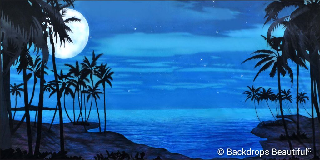 New Backdrops - Tropical Beach 15 Moonlight