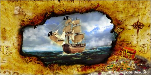 Backdrops: Treasure Map 9 Pirate Ship